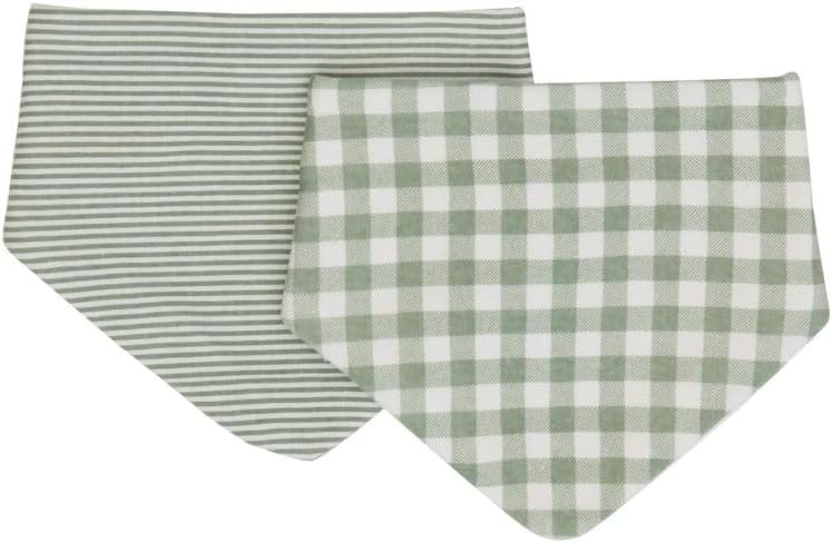 All4Ella Bandana Bibs 2 Pack - Gingham Sage - Image 1